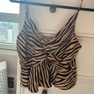 Bloomingdales -Aqua. Leopard blouse tank